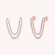 Lariat Drop Stud Earrings Lab Created Moissanite