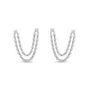 Lariat Drop Stud Earrings Lab Created Moissanite