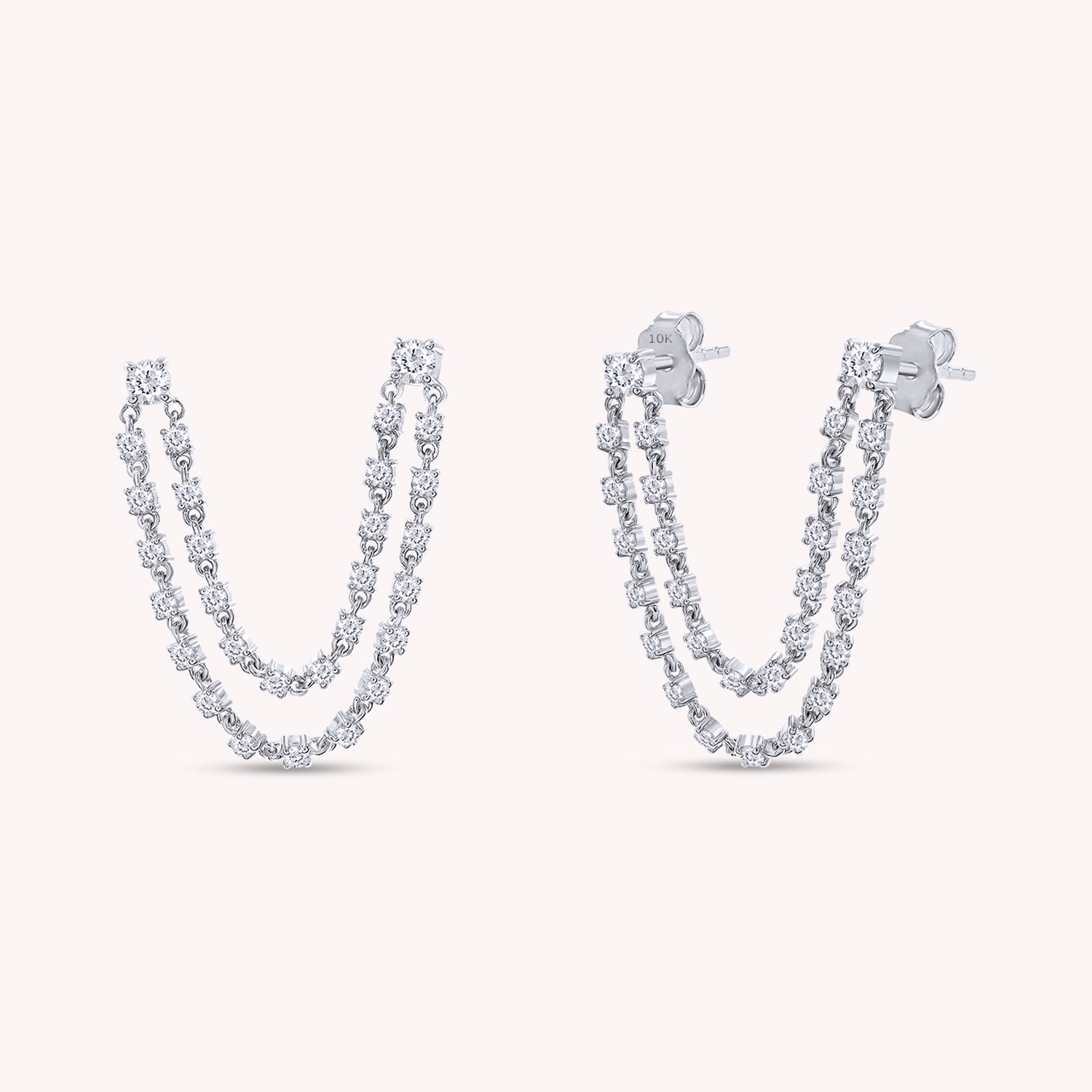 Lariat Drop Stud Earrings Lab Created Moissanite
