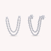 Lariat Drop Stud Earrings Lab Created Moissanite