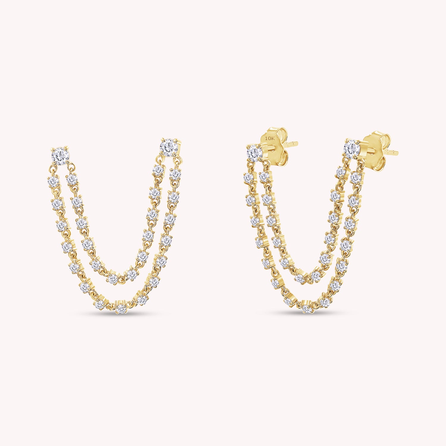 Lariat Drop Stud Earrings Lab Created Moissanite