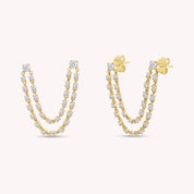 Lariat Drop Stud Earrings Lab Created Moissanite