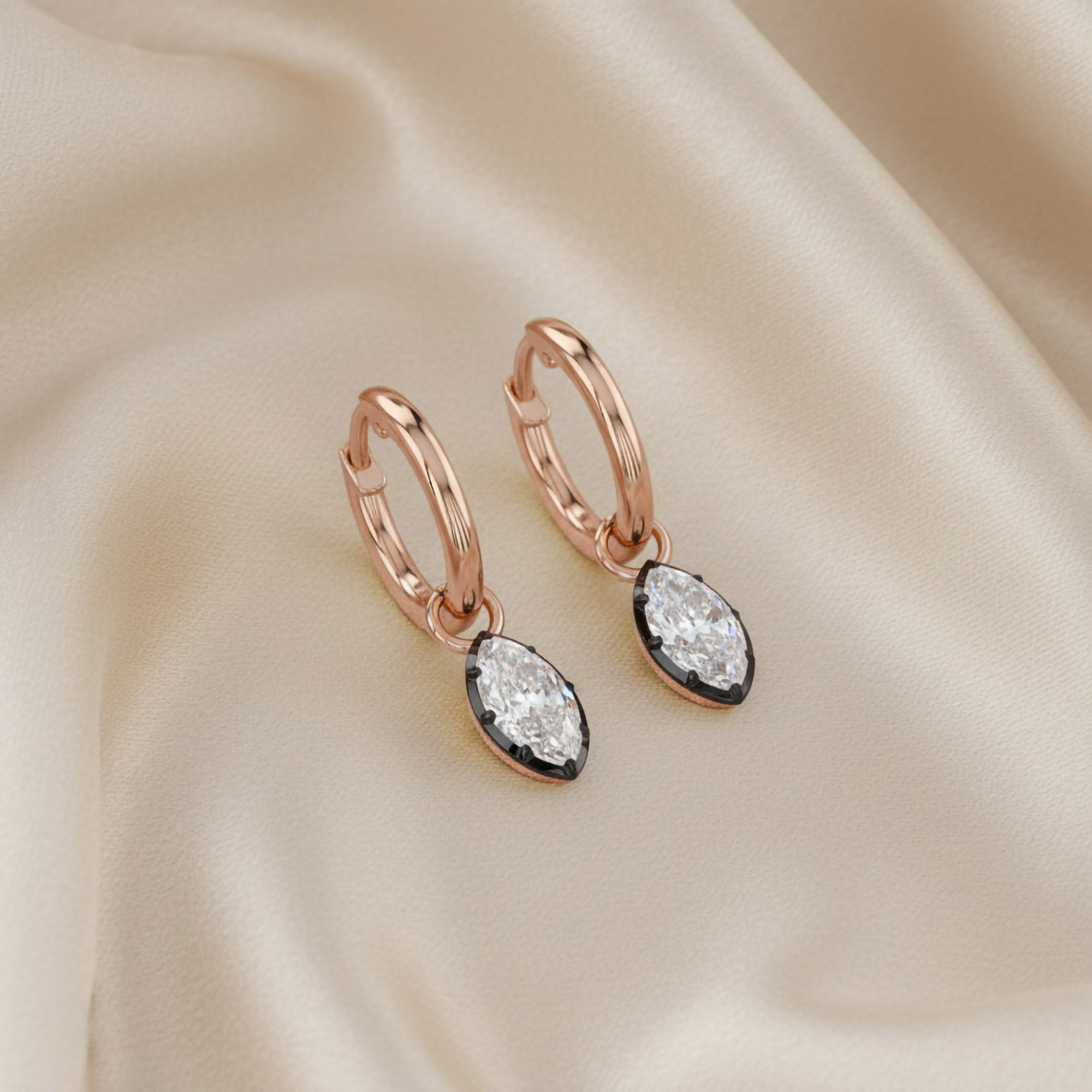 1.00 Carat Marquise Cut Lab Grown Diamond Drop Dangle Earrings