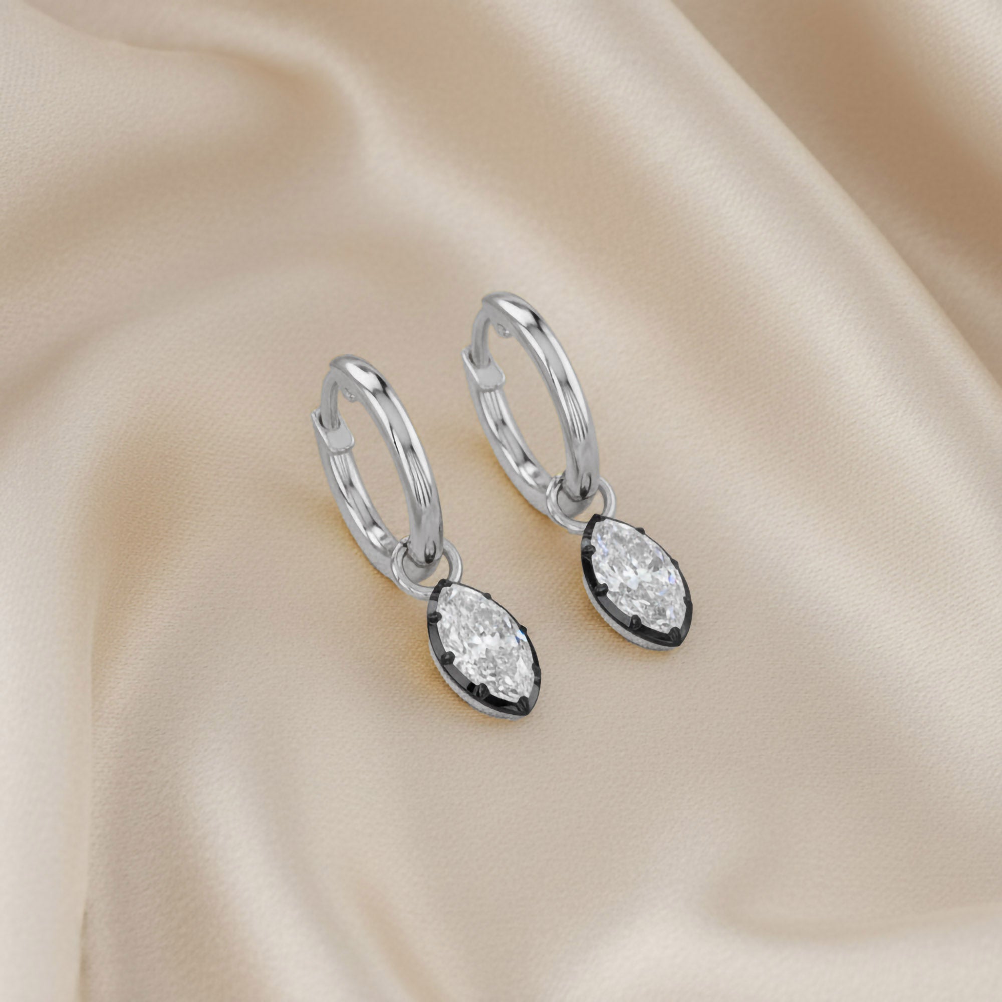 1.00 Carat Marquise Cut Lab Grown Diamond Drop Dangle Earrings