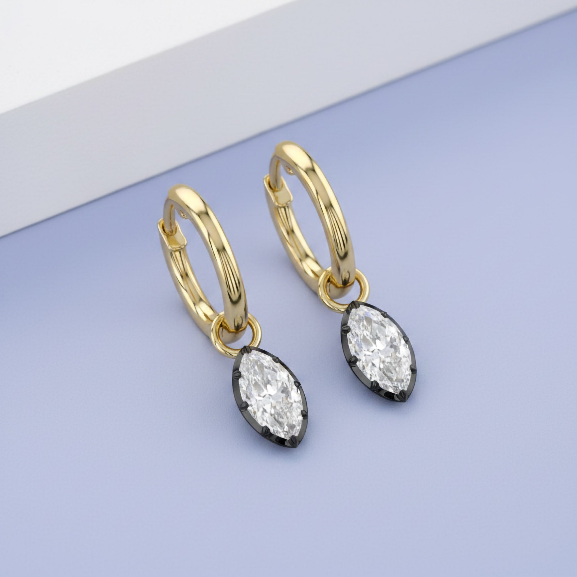 1.00 Carat Marquise Cut Lab Grown Diamond Drop Dangle Earrings
