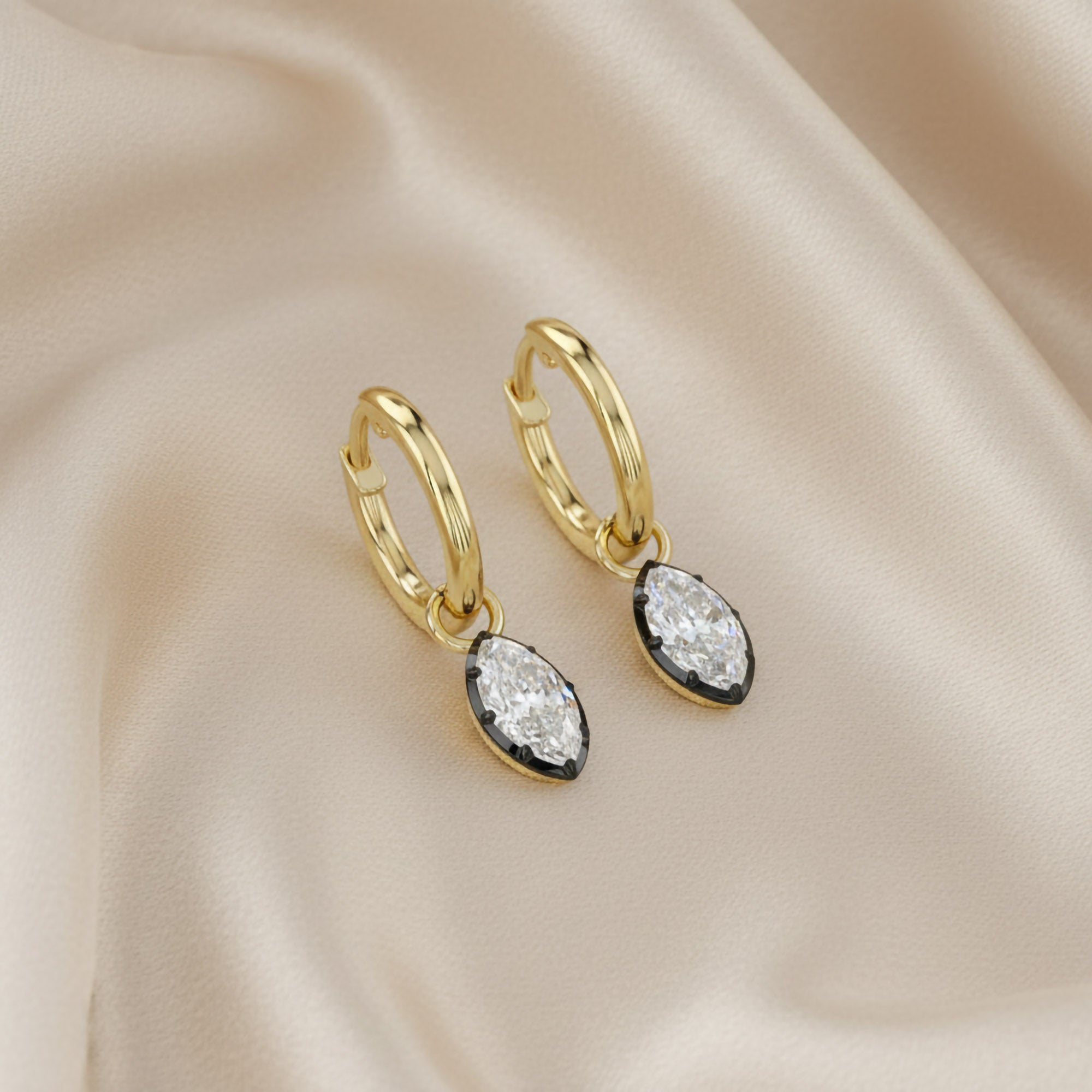 1.00 Carat Marquise Cut Lab Grown Diamond Drop Dangle Earrings