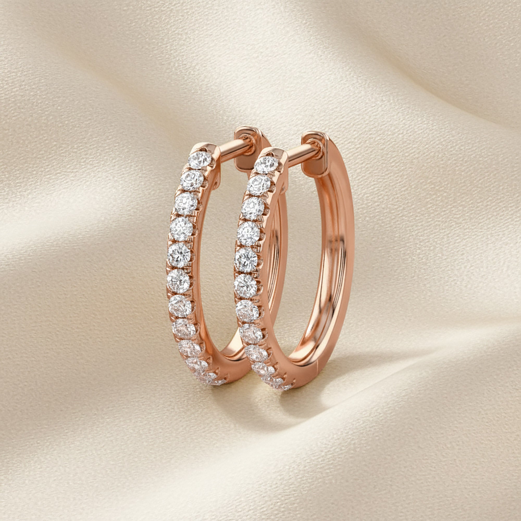 Natural Diamond Huggie Hoop Earrings