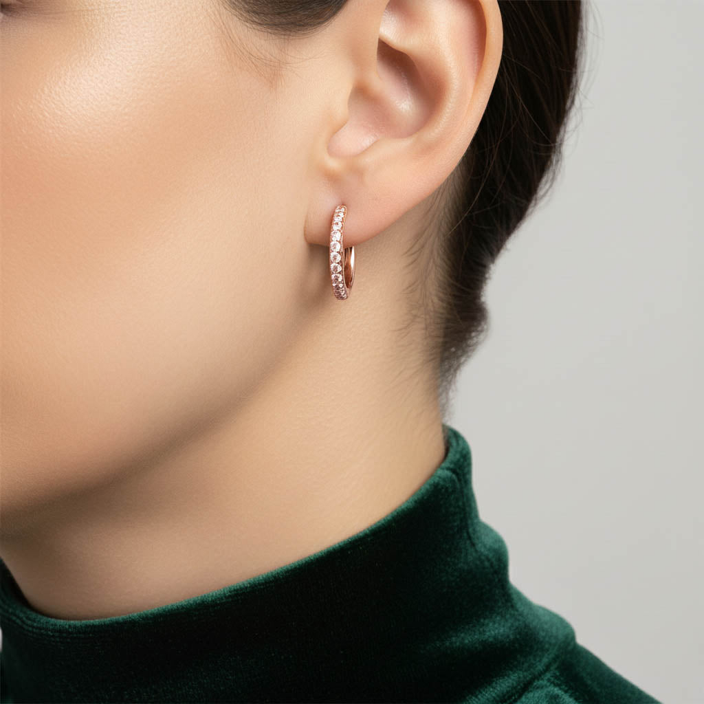 Huggie Hoop Round Lab Grown Diamond Earrings
