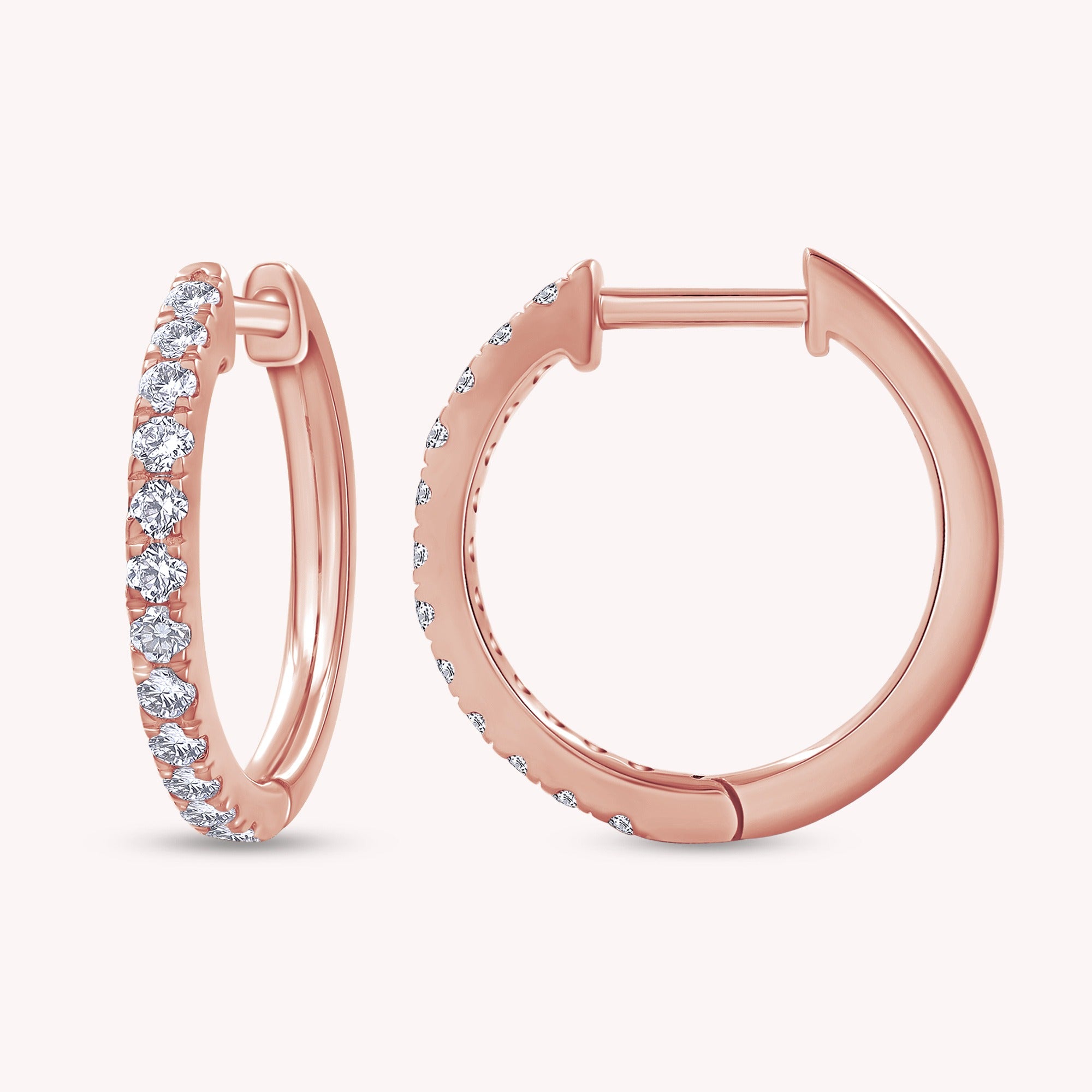 Natural Diamond Huggie Hoop Earrings