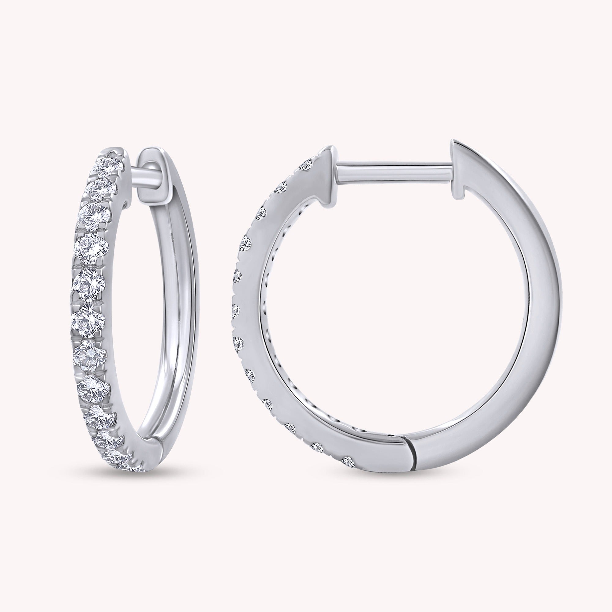 Natural Diamond Huggie Hoop Earrings
