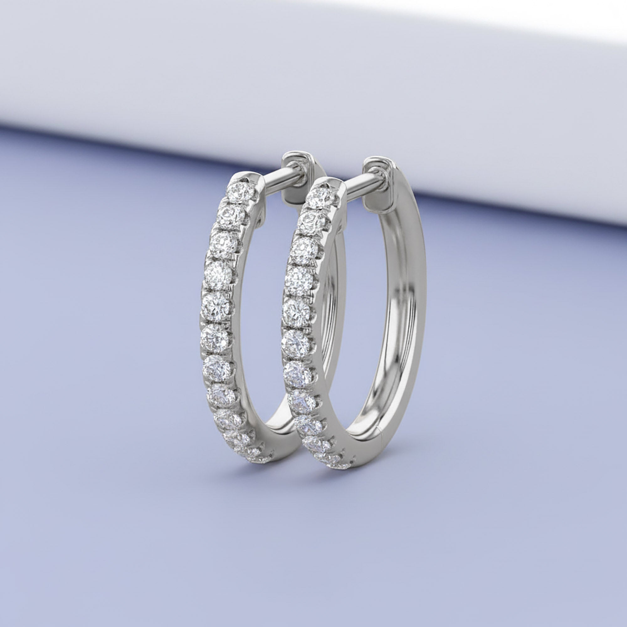 Natural Diamond Huggie Hoop Earrings