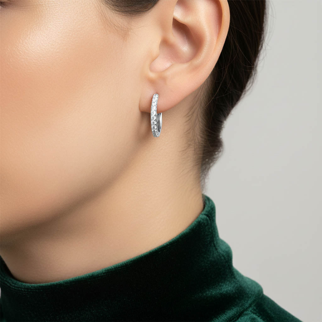 Huggie Hoop Round Lab Grown Diamond Earrings