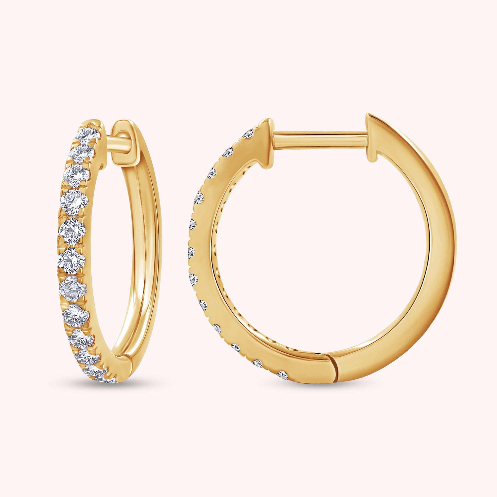 Natural Diamond Huggie Hoop Earrings
