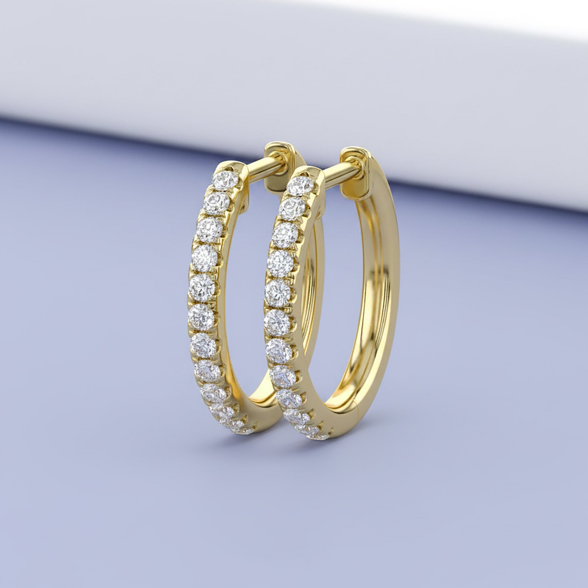 Natural Diamond Huggie Hoop Earrings