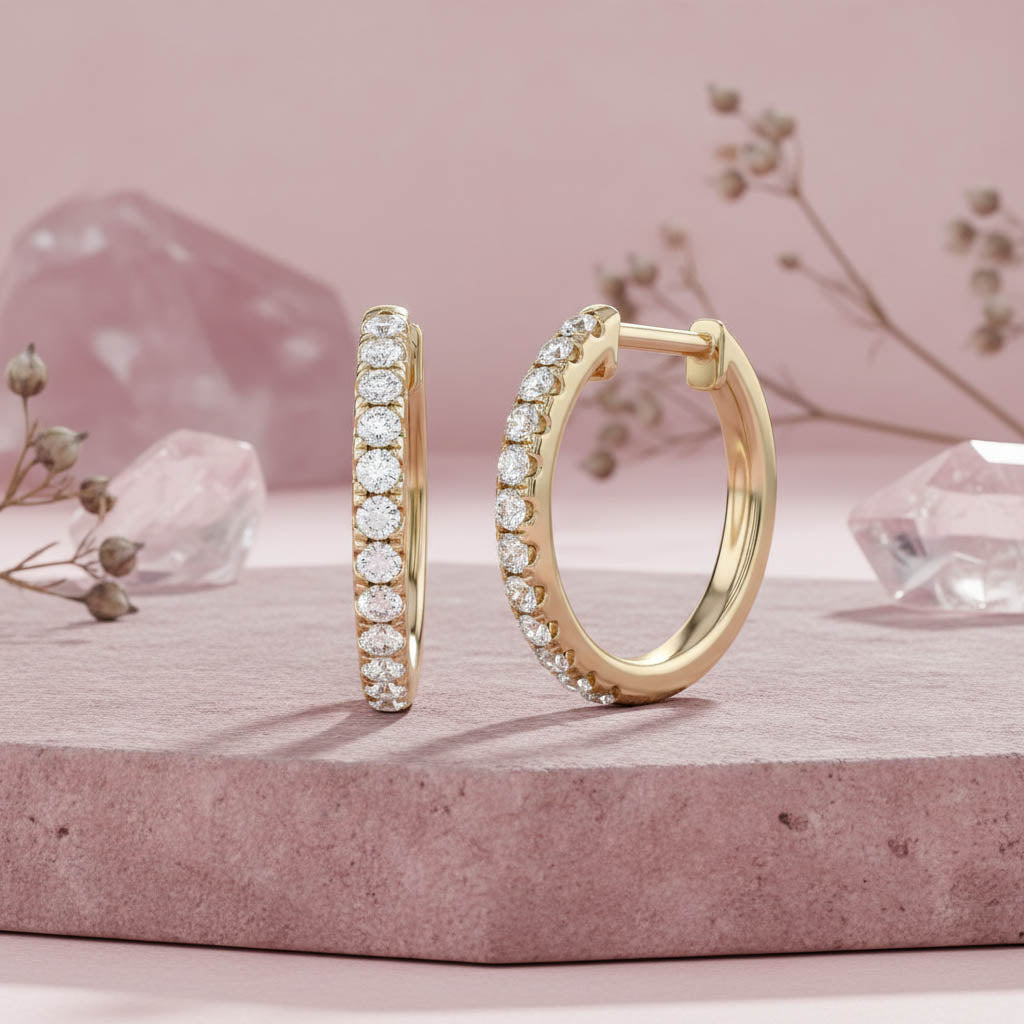 Huggie Hoop Round Lab Grown Diamond Earrings