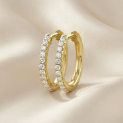 Natural Diamond Huggie Hoop Earrings