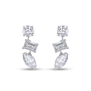 Lab Grown Diamond 3-Stone Dangle Stud Earrings