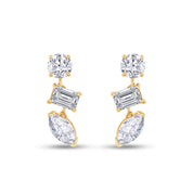 Lab Grown Diamond 3-Stone Dangle Stud Earrings