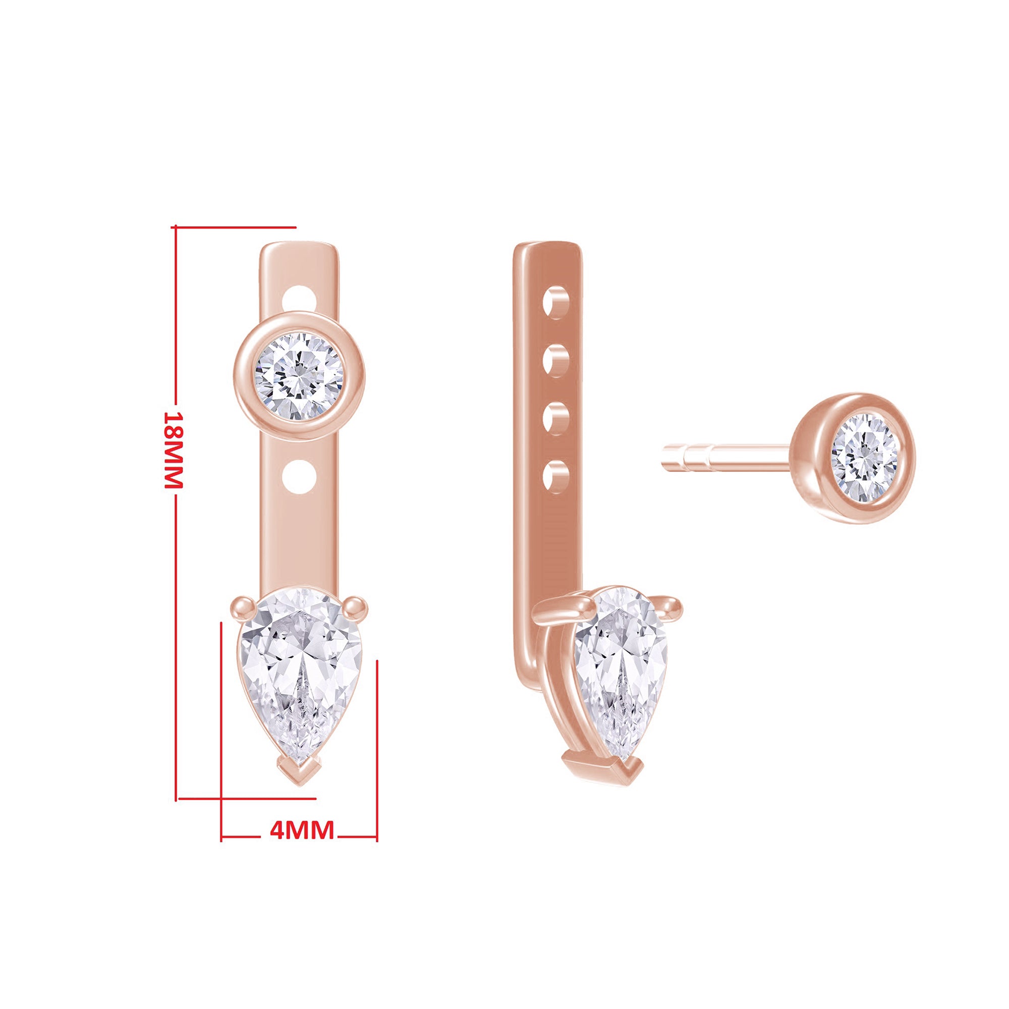 Pear & Round-Shaped Add-On Moissanite Earrings