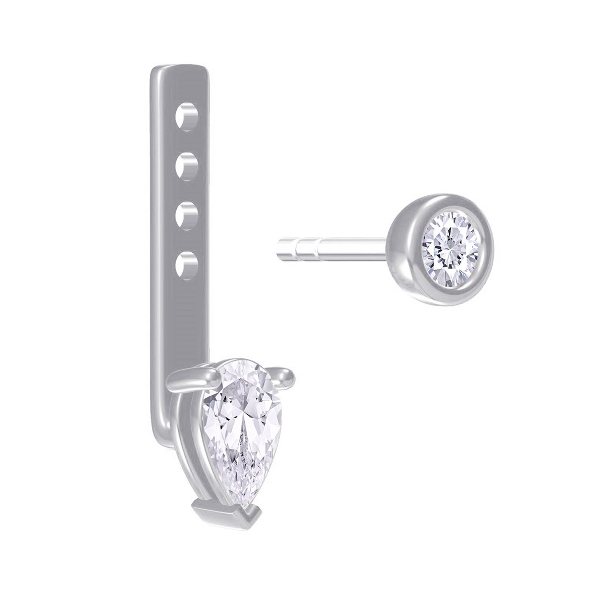 Pear & Round-Shaped Add-On Moissanite Earrings
