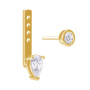 Pear & Round-Shaped Add-On Moissanite Earrings