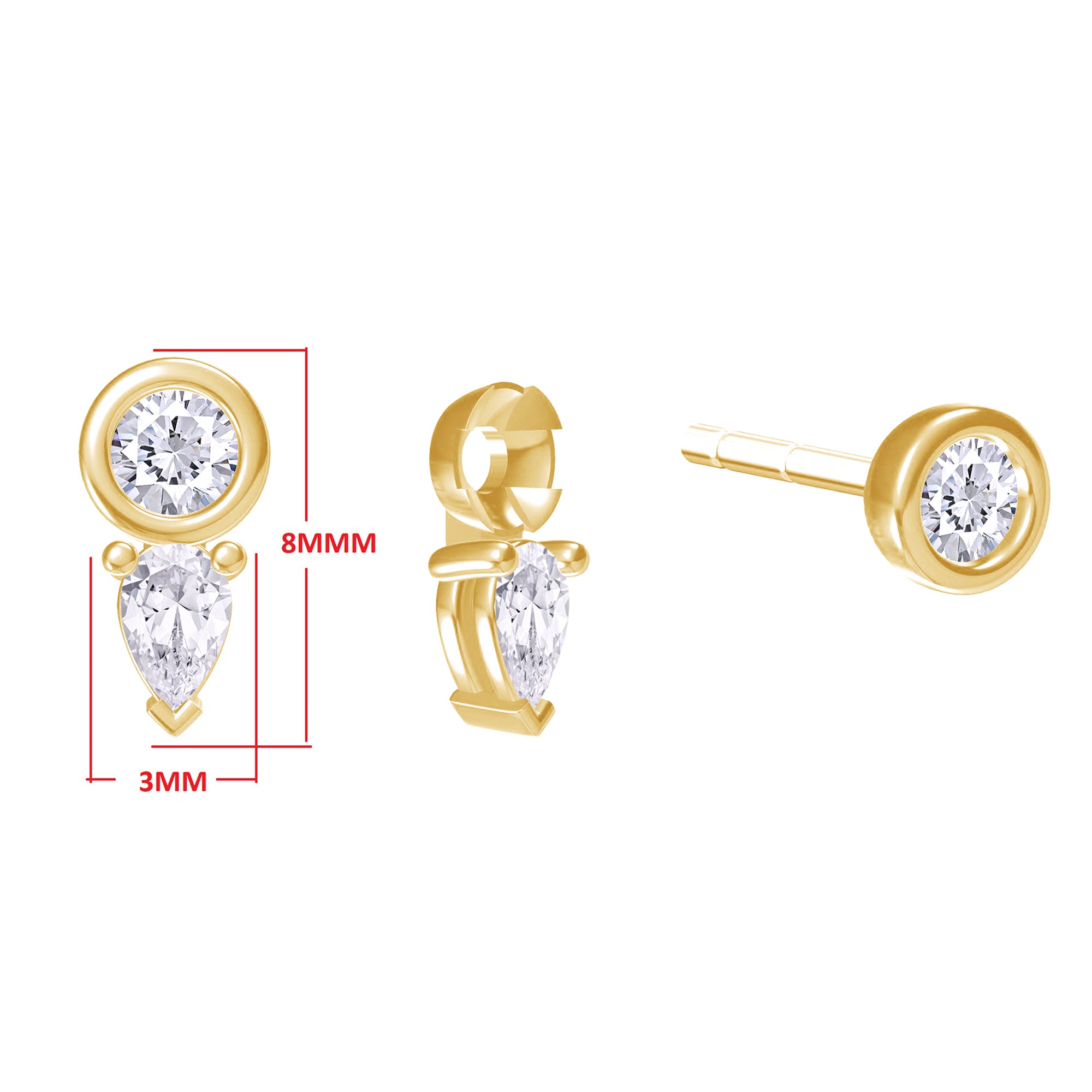Pear Shape Add on Lab Grown Diamond Stud Earrings