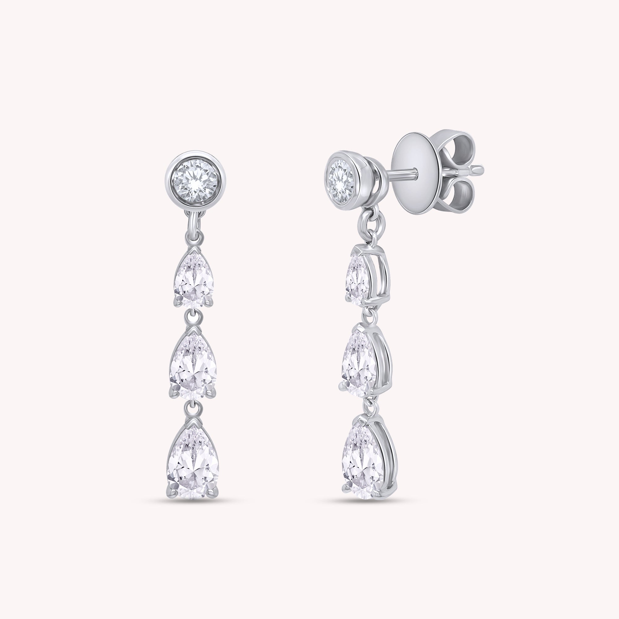 White Cubic Zirconia Glamorous Degrade Dangling Earrings
