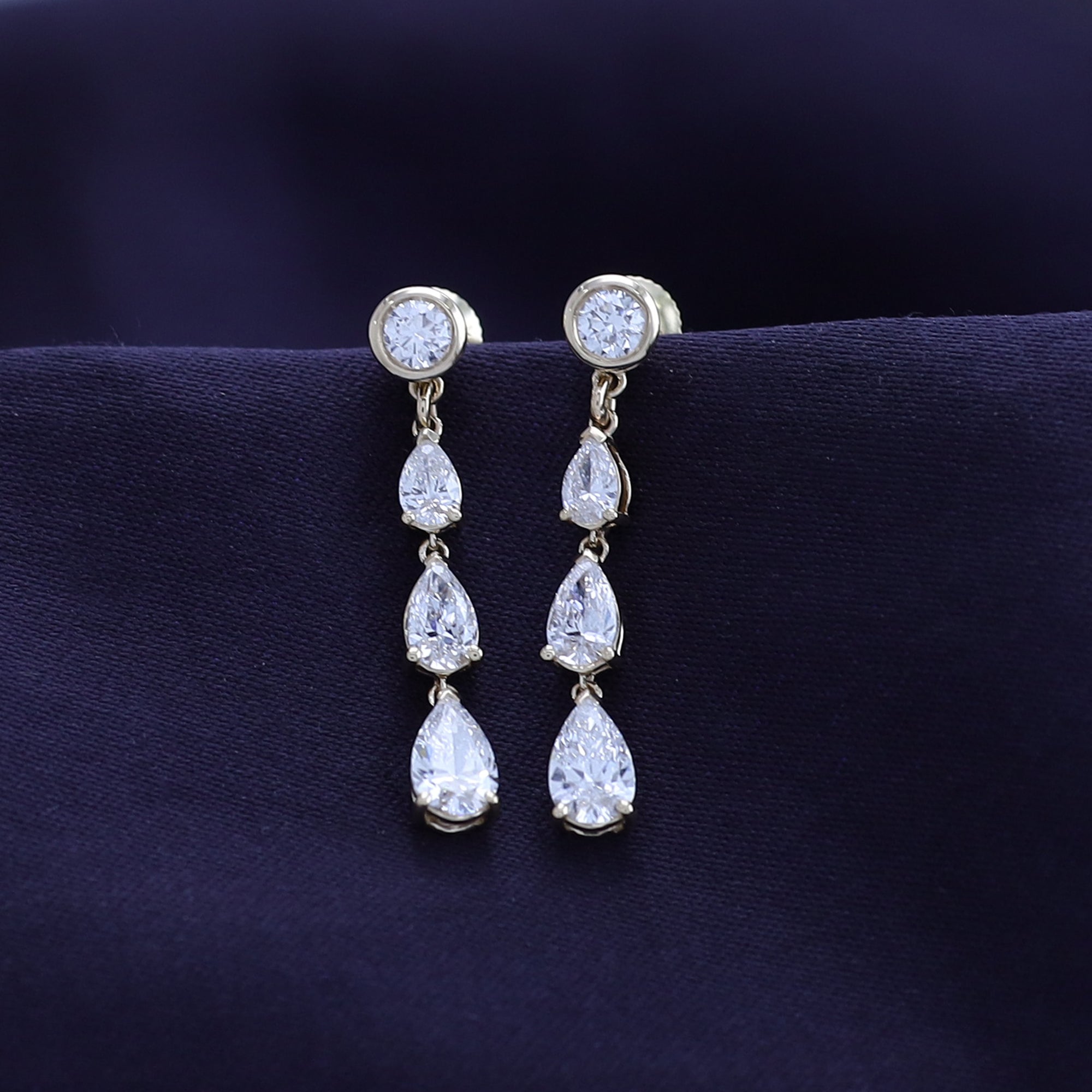 White Cubic Zirconia Glamorous Degrade Dangling Earrings