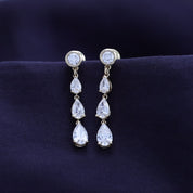 White Cubic Zirconia Glamorous Degrade Dangling Earrings