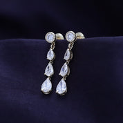 White Cubic Zirconia Glamorous Degrade Dangling Earrings