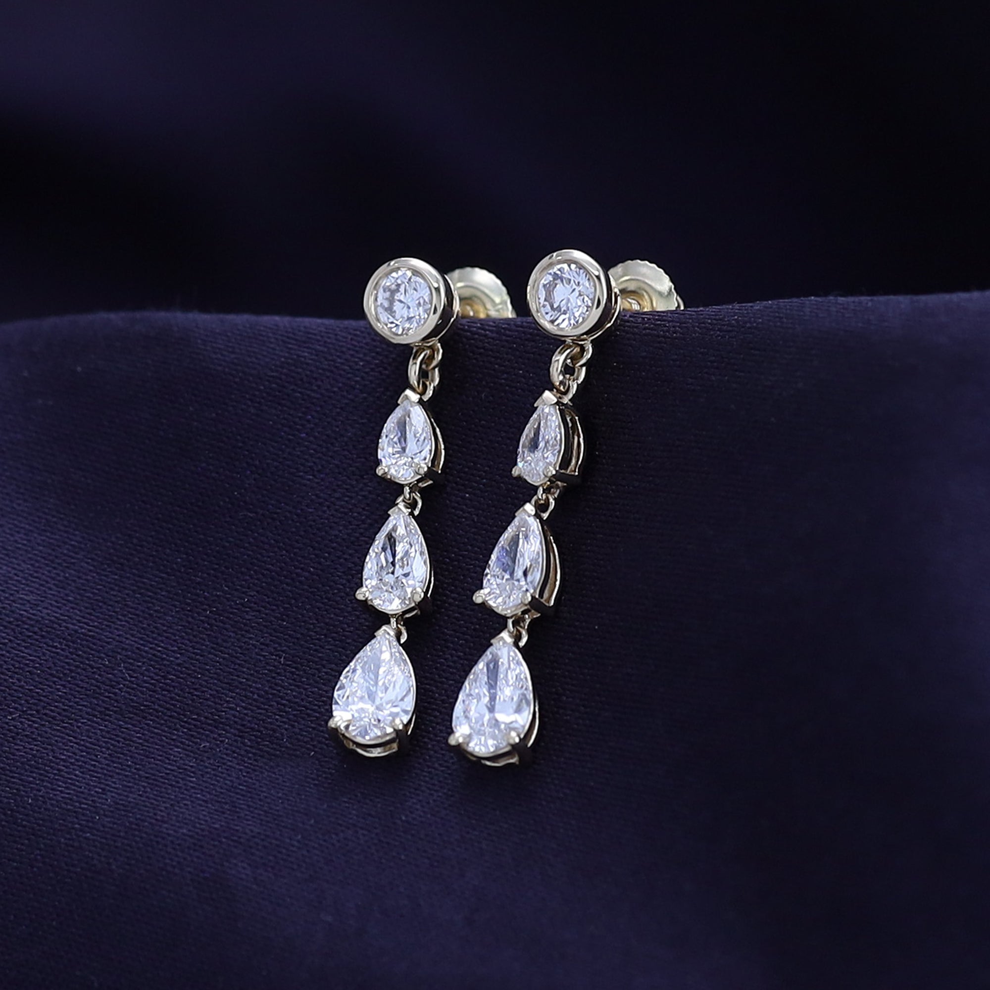 White Cubic Zirconia Glamorous Degrade Dangling Earrings