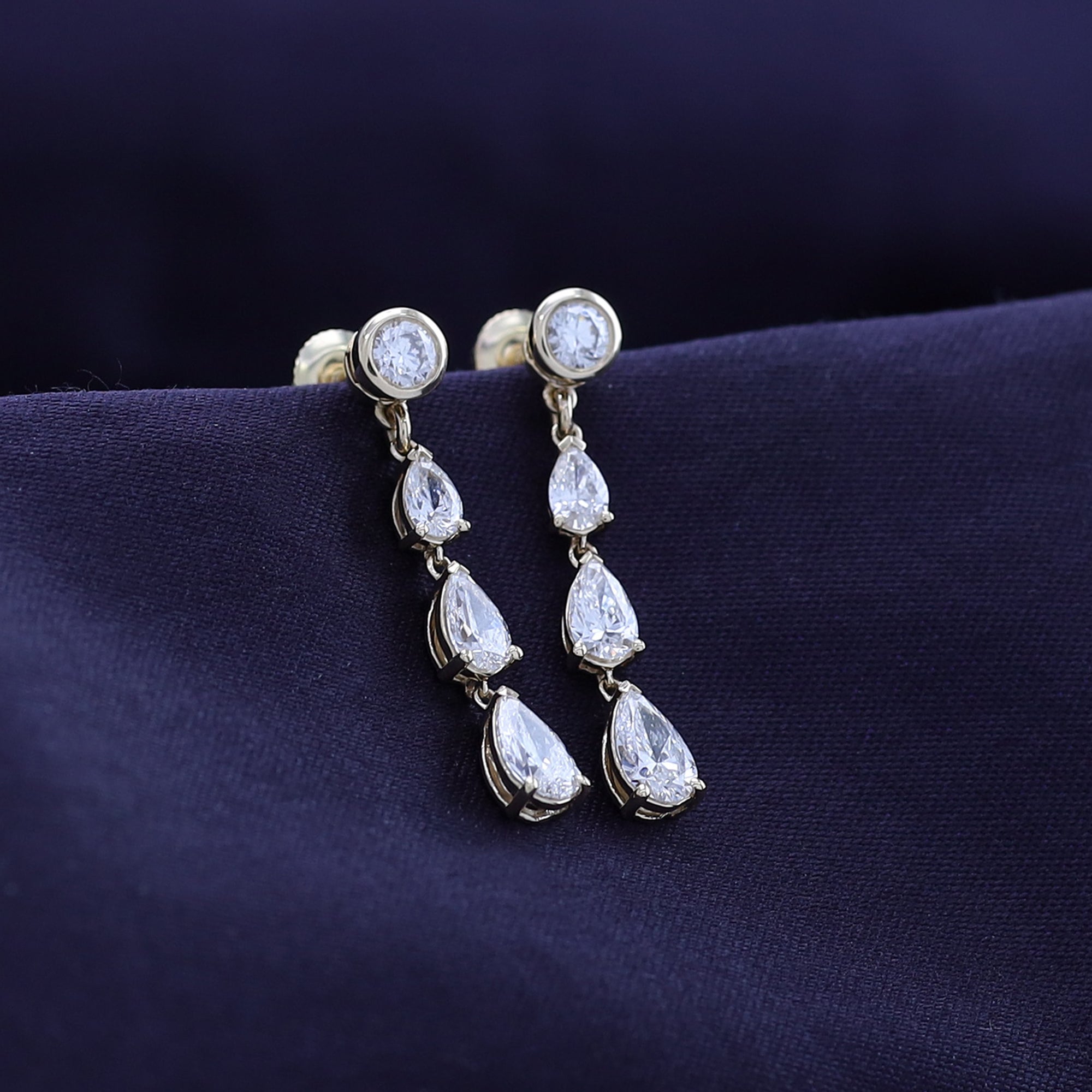 White Cubic Zirconia Glamorous Degrade Dangling Earrings