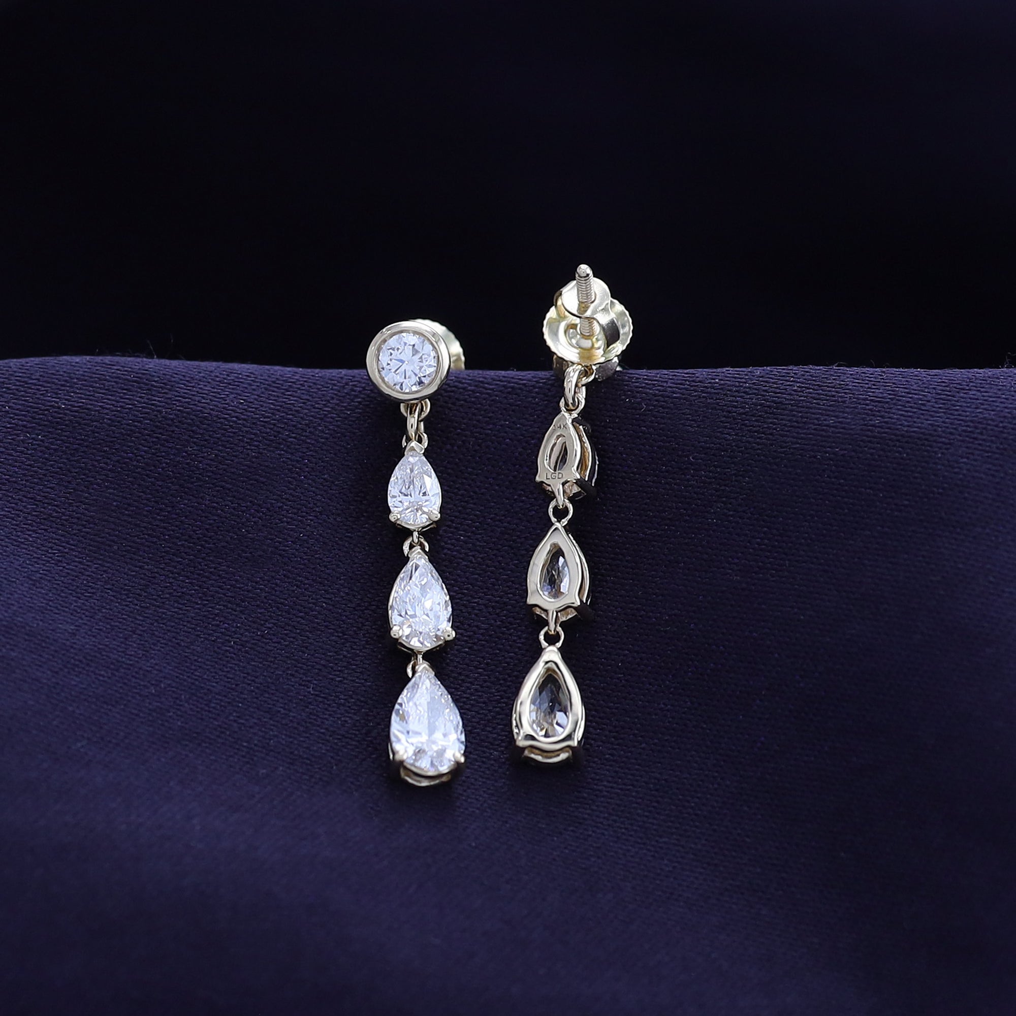 White Cubic Zirconia Glamorous Degrade Dangling Earrings