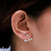 Pear Shape 3 Stone Add on Lab Grown Diamond Stud Earrings