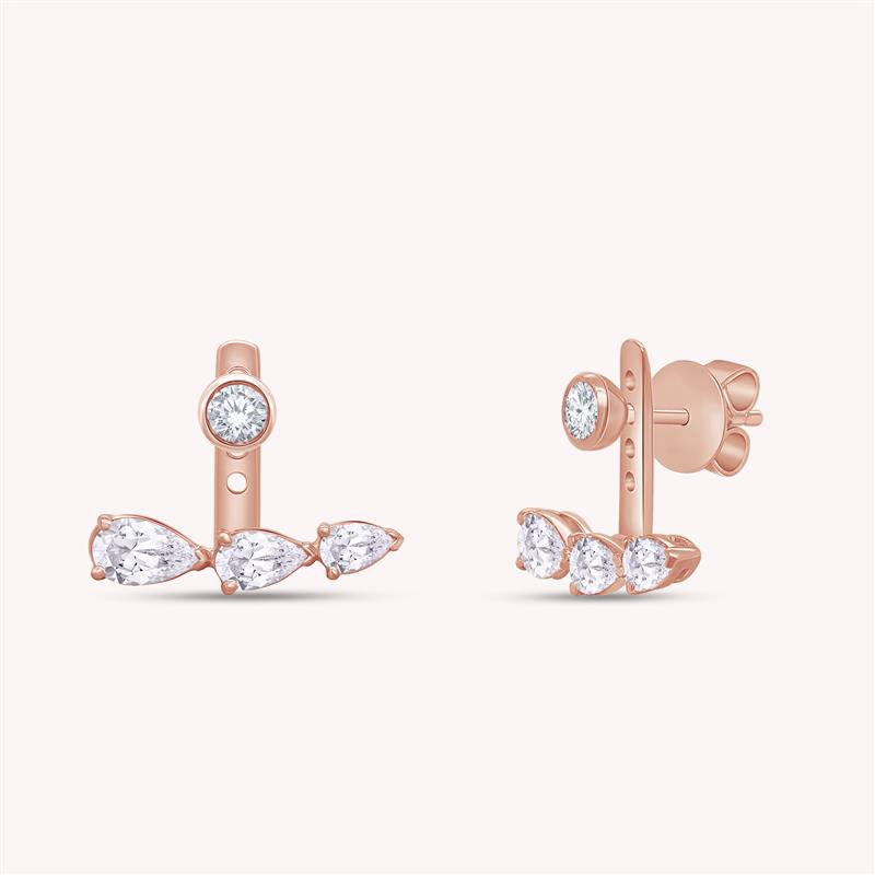 Pear Shape 3 Stone Add on Lab Grown Diamond Stud Earrings