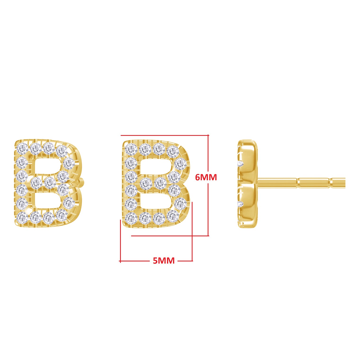 Personalized Initial Letter B Or J Stud Earrings In Lab Grown Diamond