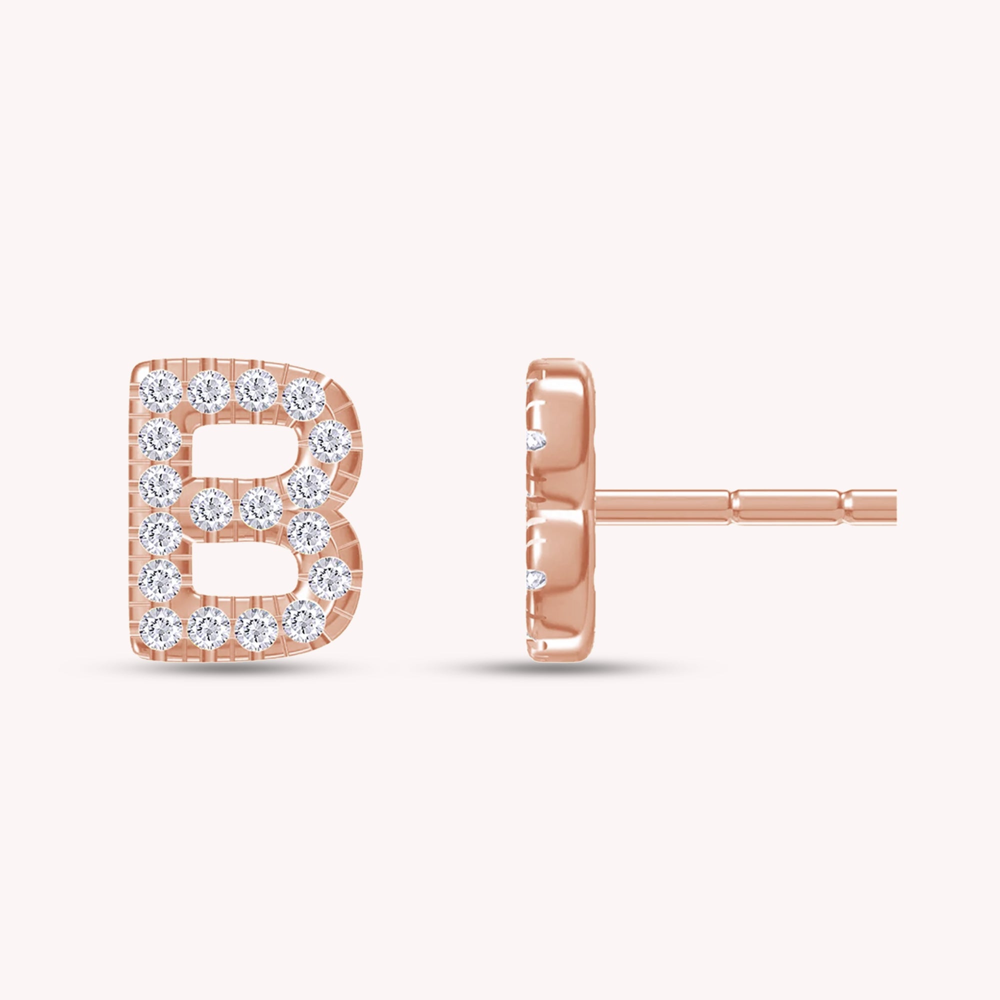 Personalized Initial Letter B Or J Stud Earrings In Lab Grown Diamond
