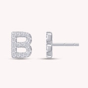 Personalized Initial Letter B Or J Stud Earrings In Lab Grown Diamond