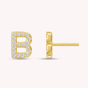 Personalized Initial Letter B Or J Stud Earrings In Lab Grown Diamond