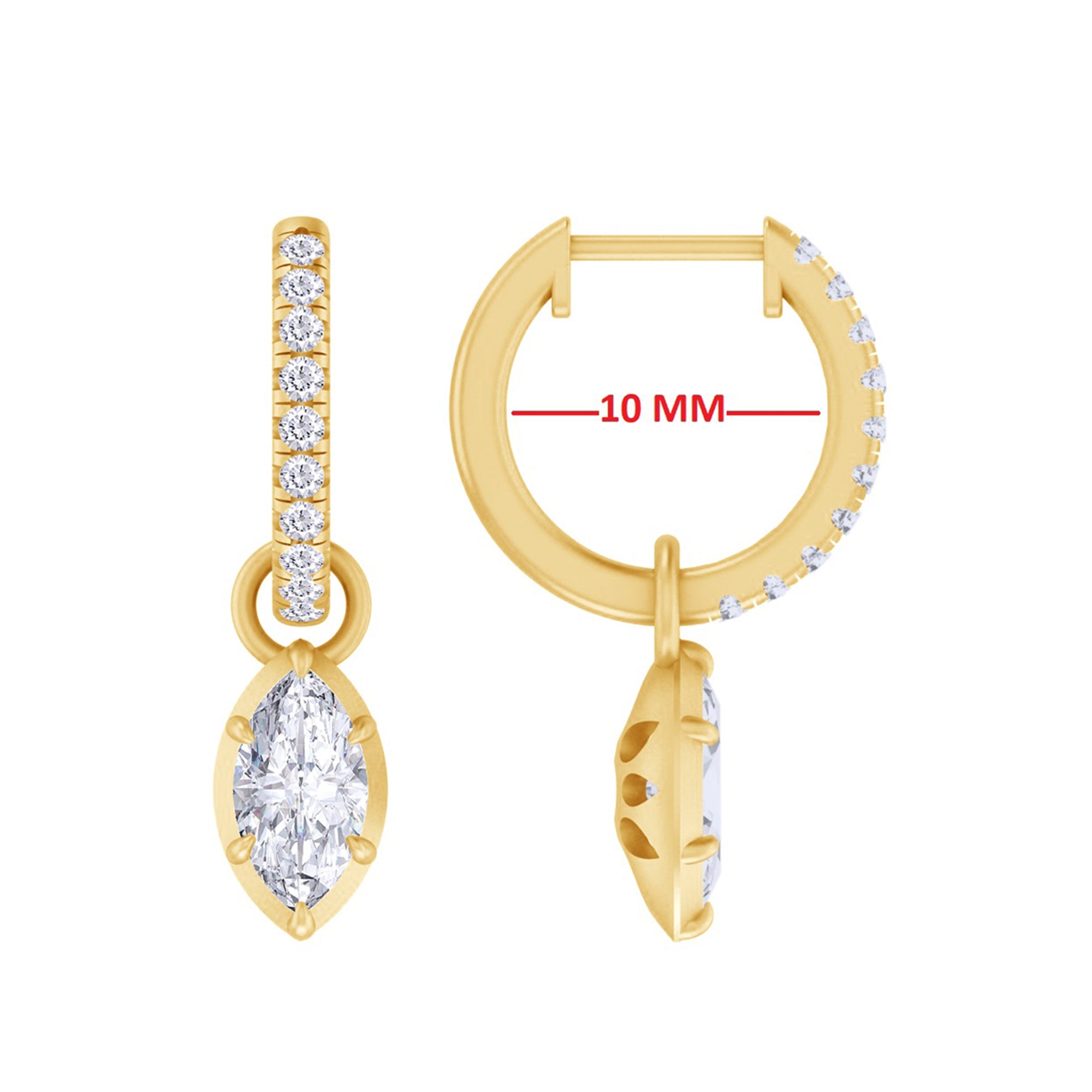 Dangle Drop Lab Grown Diamond Huggie Hoop Earrings