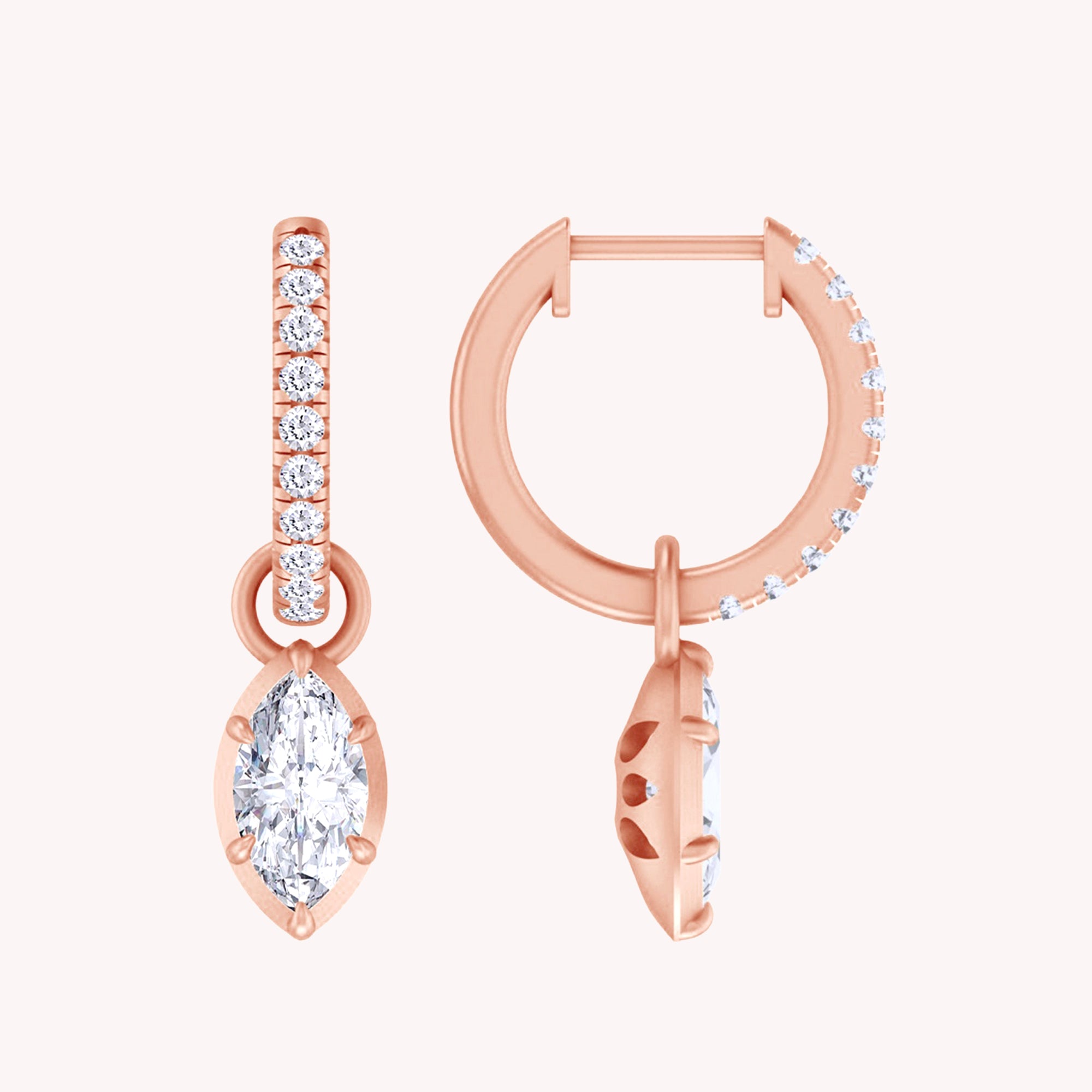 Dangle Drop Lab Grown Diamond Huggie Hoop Earrings