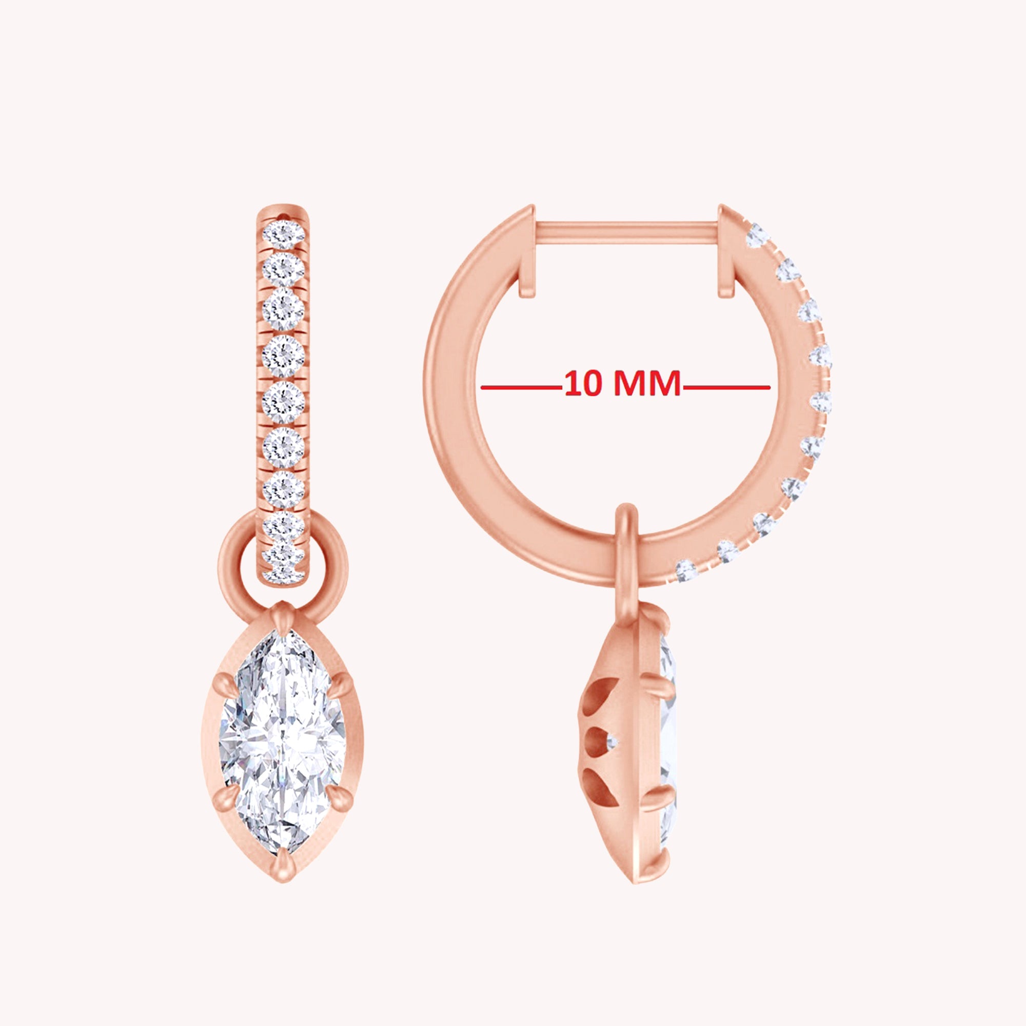 Dangle Drop Lab Grown Diamond Huggie Hoop Earrings