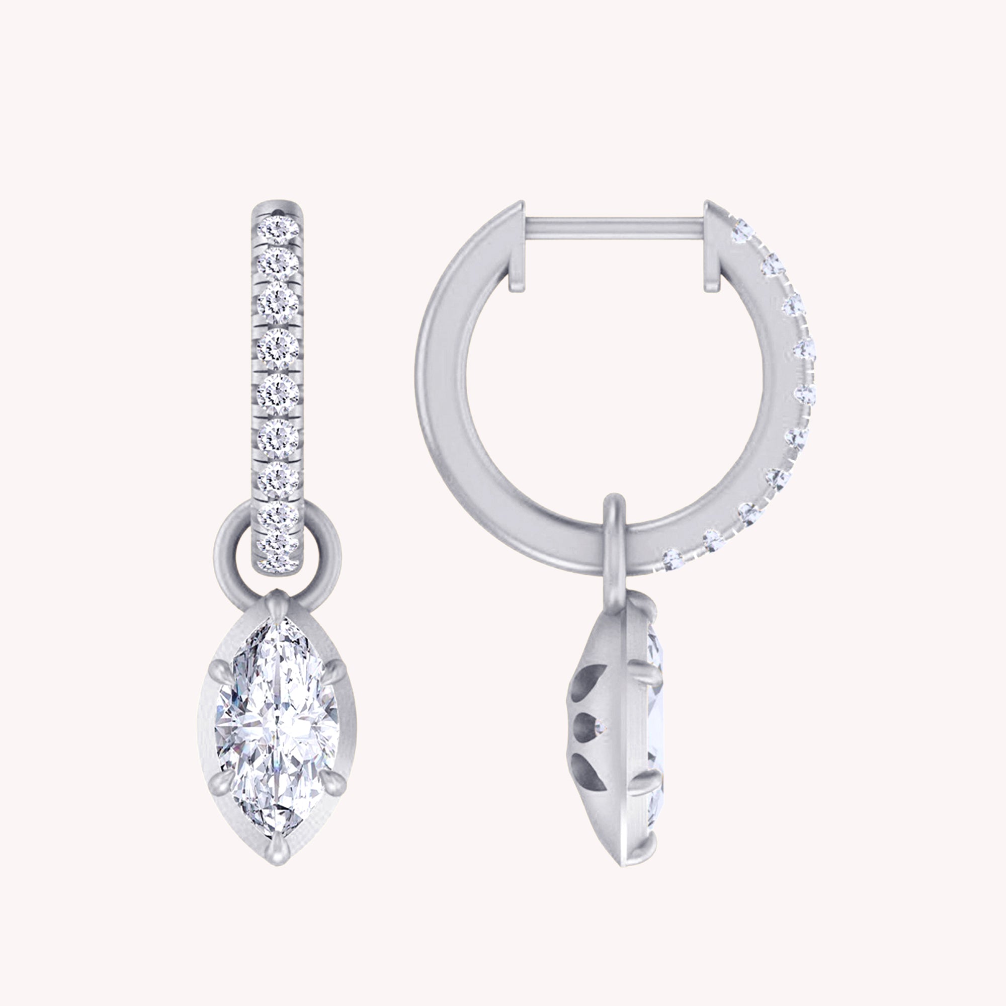 Dangle Drop Lab Grown Diamond Huggie Hoop Earrings