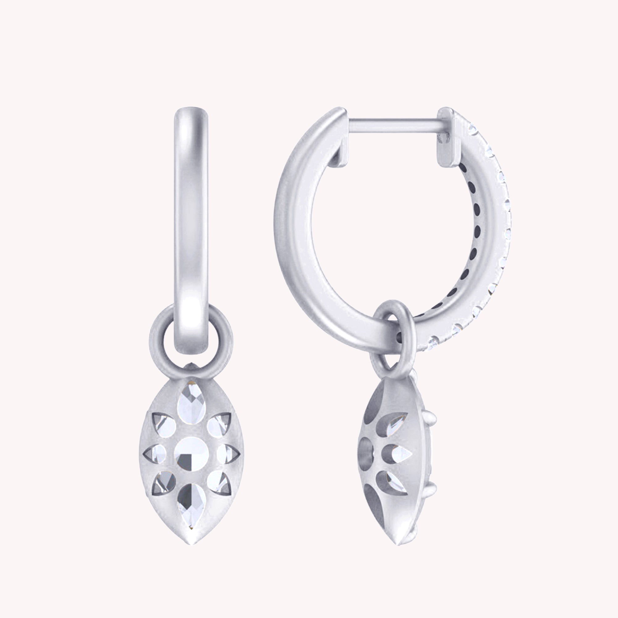 Dangle Drop Lab Grown Diamond Huggie Hoop Earrings