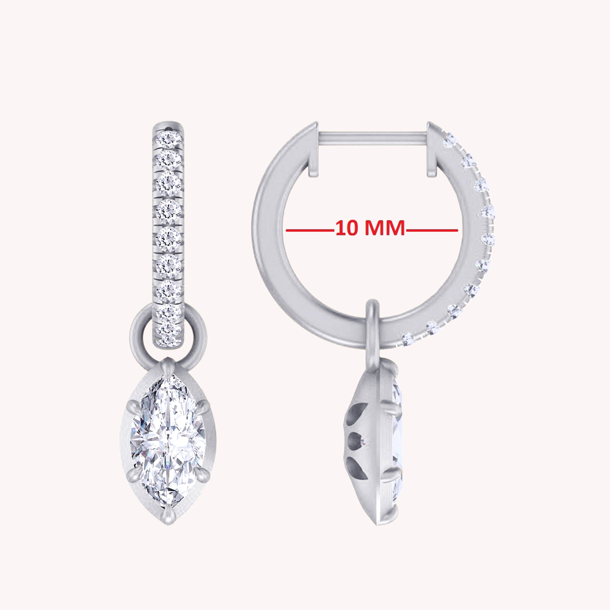 Dangle Drop Lab Grown Diamond Huggie Hoop Earrings