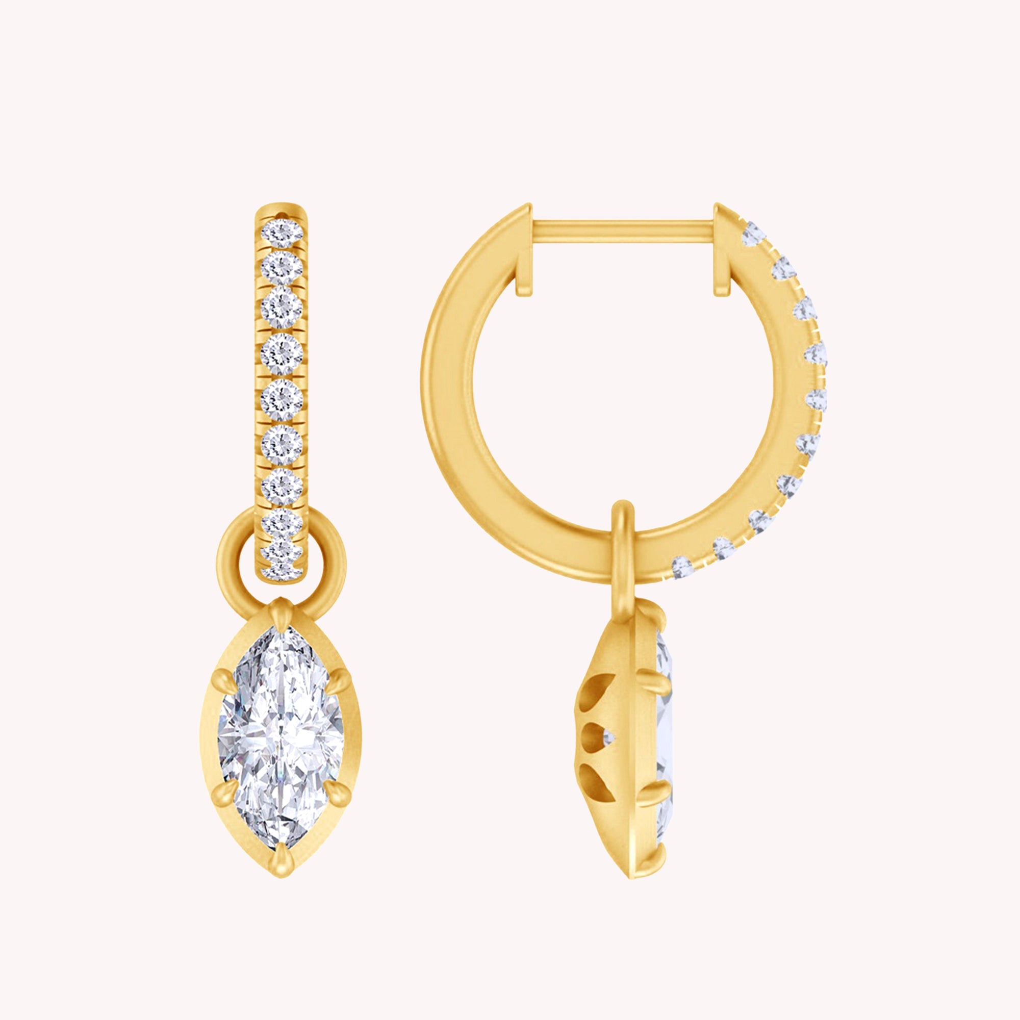 Dangle Drop Lab Grown Diamond Huggie Hoop Earrings
