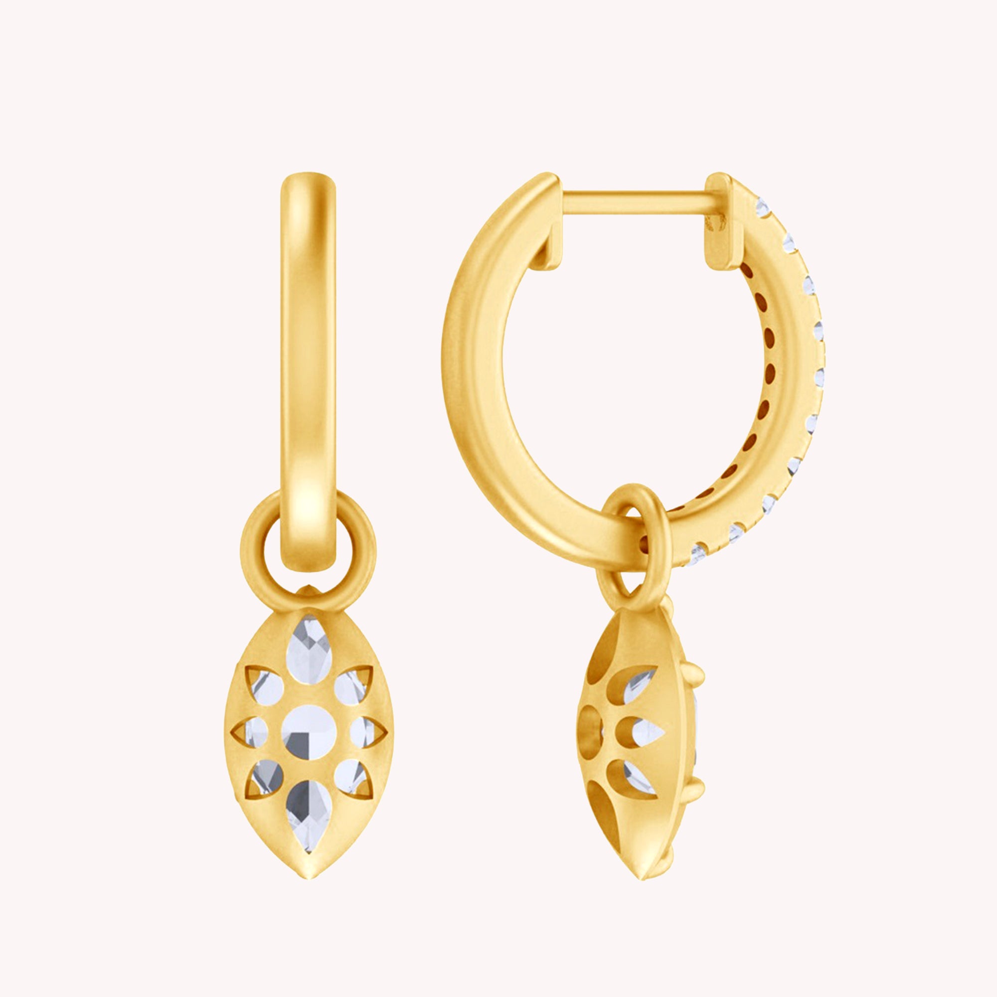 Dangle Drop Lab Grown Diamond Huggie Hoop Earrings