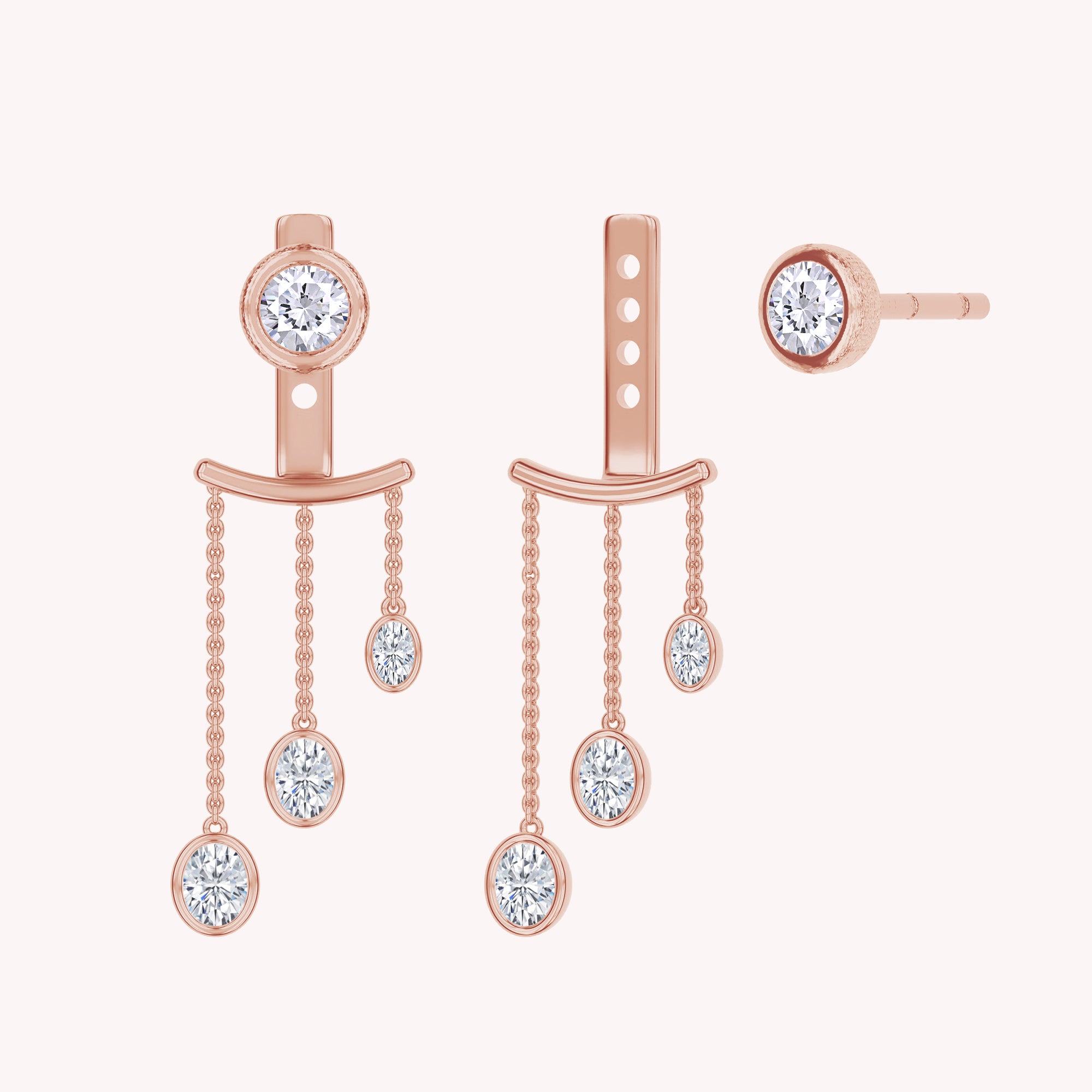 Chain Ear Jacket Moissanite Dangle Earrings