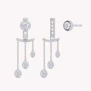 Chain Ear Jacket Moissanite Dangle Earrings