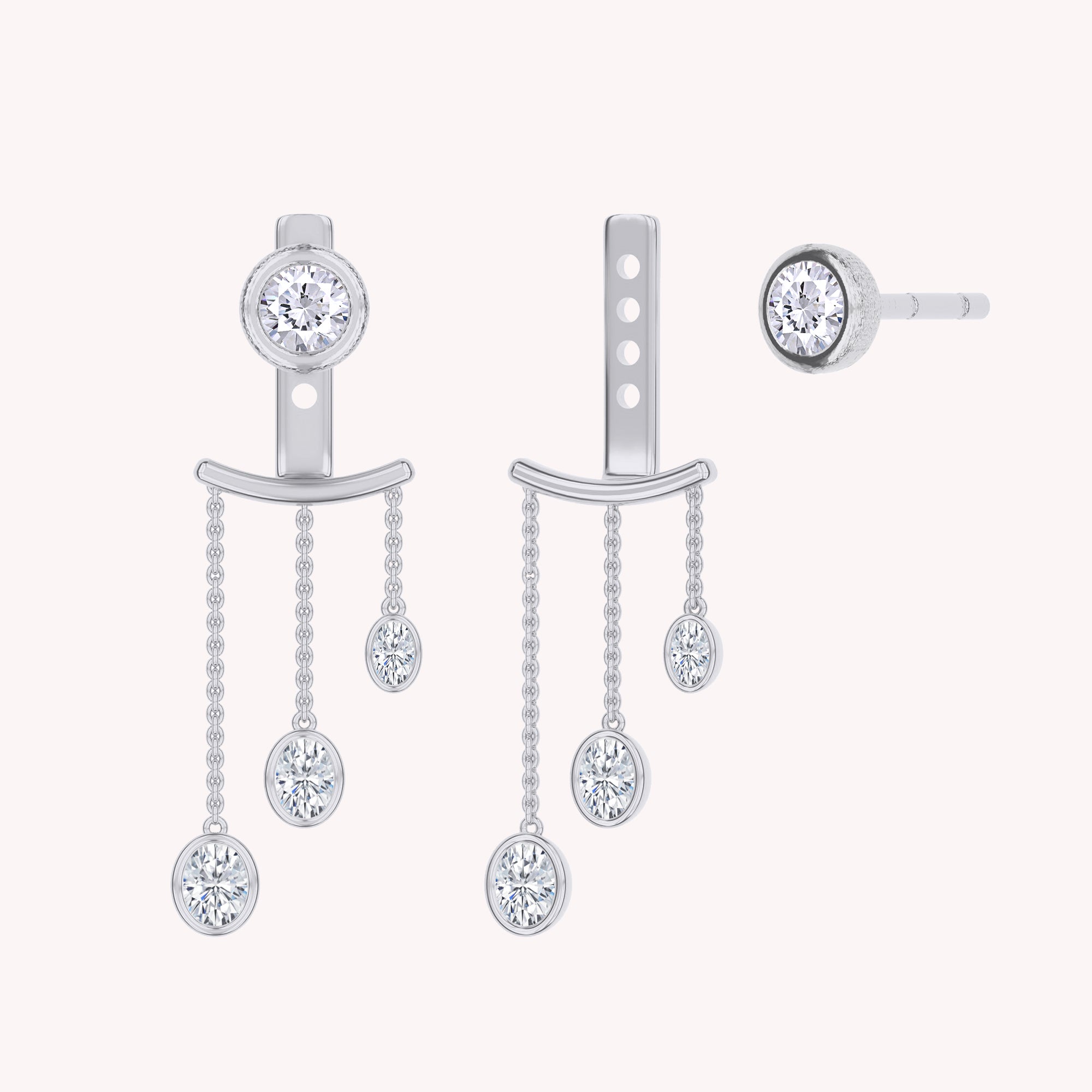 Chain Ear Jacket Moissanite Dangle Earrings